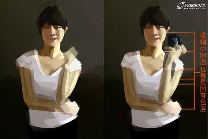 photoshop 绘制室内手里拿着相机的美女