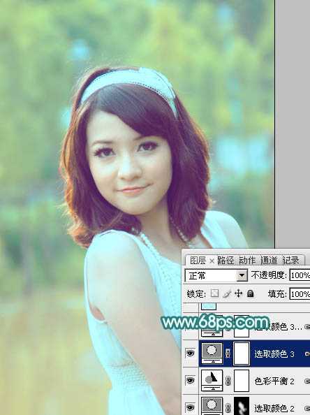 Photoshop为夏季外景美女图片调制出清爽的甜美色