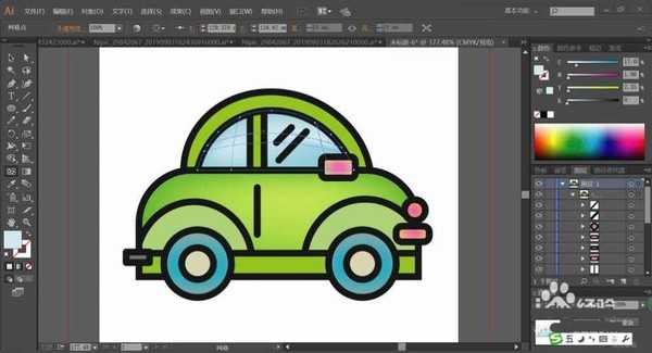 ai怎么绘制漂亮的微型车? ai绿色小汽车的绘制方法