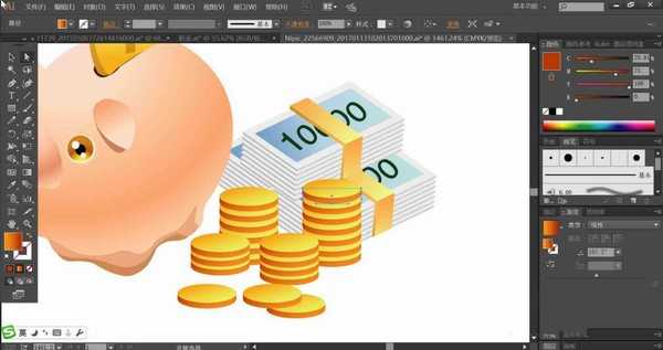 AI怎么设计存钱罐矢量图 AI绘制可爱小猪存钱罐图标教程