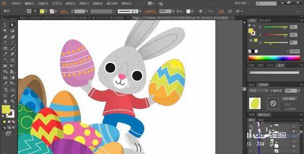 ai怎么手绘玩彩蛋的调皮兔插画?