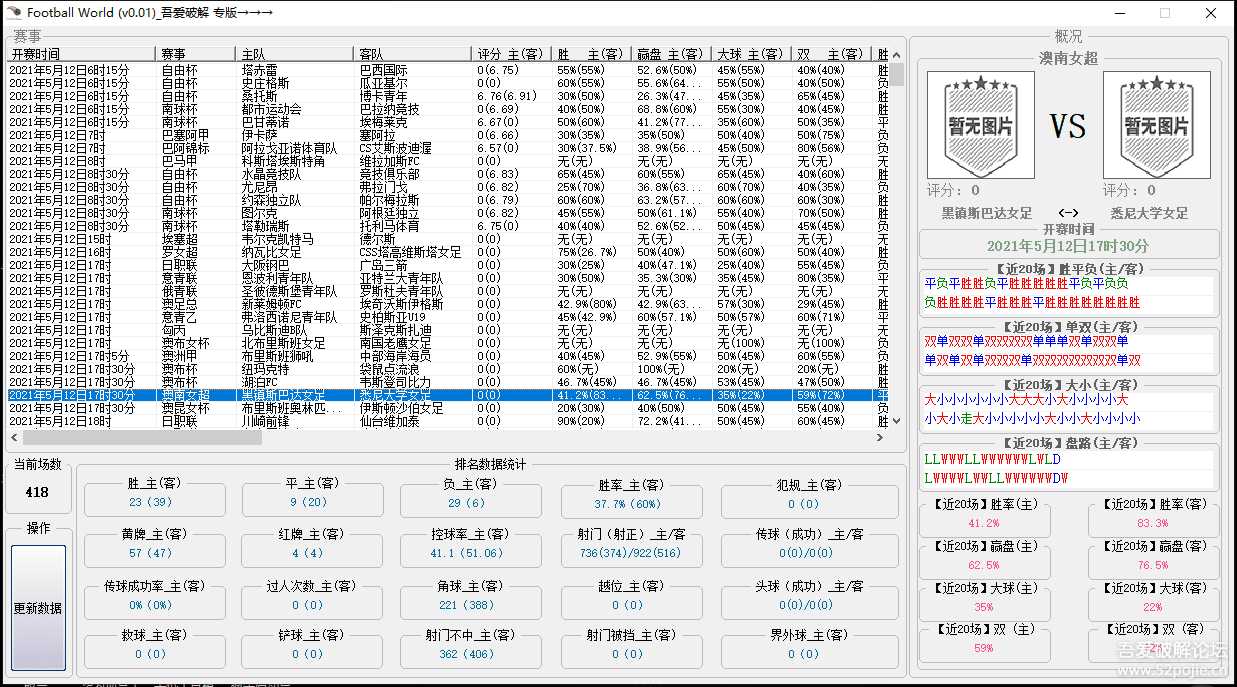 足球赛事分析软件FootballWorld